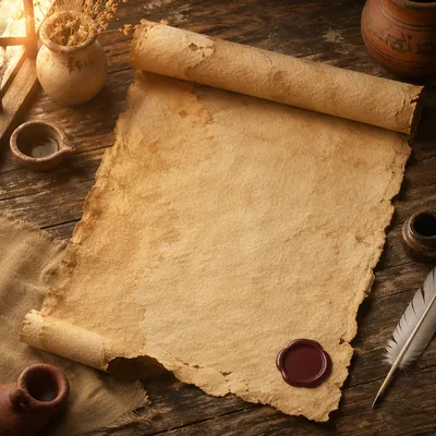 Aged Scroll Background with Burgundy Wax Seal