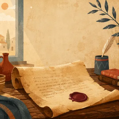 Aged Parchment Scroll with Burgundy Wax Seal