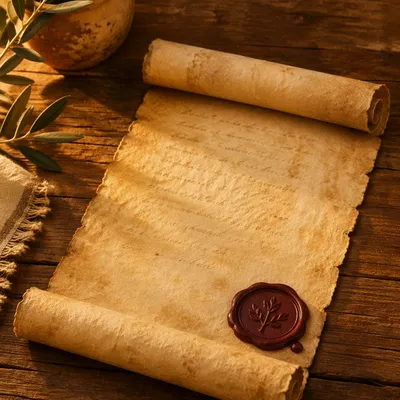 Antique Parchment Scroll with Burgundy Wax Seal