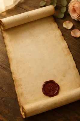 Antique Parchment Scroll With Red Wax Seal