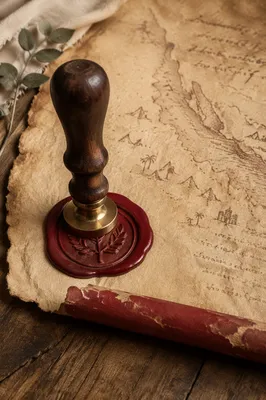 Antique Parchment Scroll With Red Wax Seal