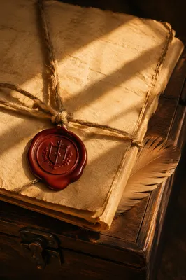 Aged Parchment Scroll With Crimson Wax Seal
