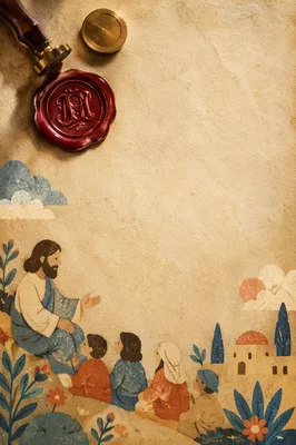 Aged Parchment Background With Red Wax Seal