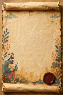 Aged Parchment Scroll with Burgundy Wax Seal