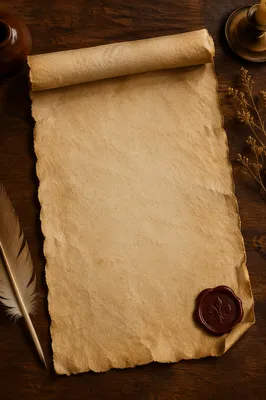 Antique Parchment Scroll with Burgundy Wax Seal