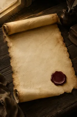 Aged Parchment Scroll with Burgundy Wax Seal