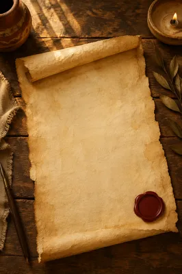 Aged Parchment Scroll with Burgundy Wax Seal