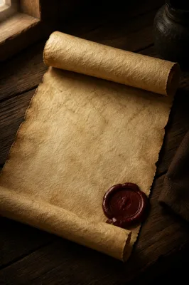 Aged Parchment Scroll with Burgundy Wax Seal