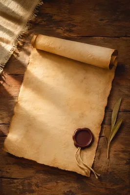 Aged Parchment Scroll with Burgundy Wax Seal