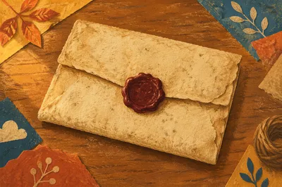 Aged Parchment Scroll With Burgundy Wax Seal
