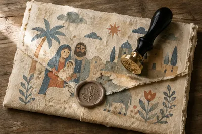 Aged Parchment Scroll with Taupe Wax Seal