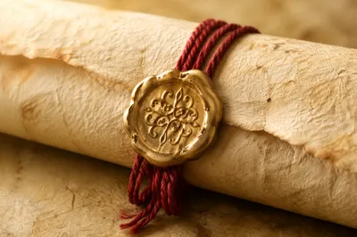 Aged Parchment Scroll with Red Wax Seal