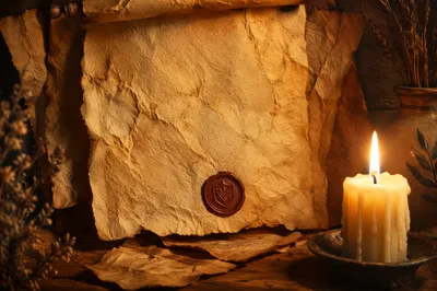 Aged Parchment Scroll with Wax Seal
