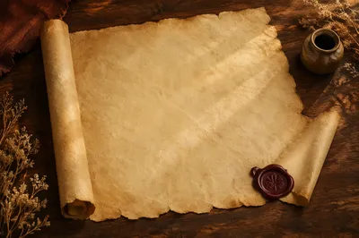 Antique Parchment Scroll with Burgundy Wax Seal