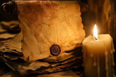 Aged Parchment Scroll with Wax Seal