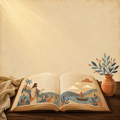 Open Bible in Golden Morning Light