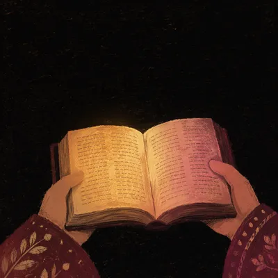 Open Bible in Hands with Glow