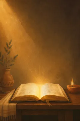 Open Scripture Book with Golden Glow