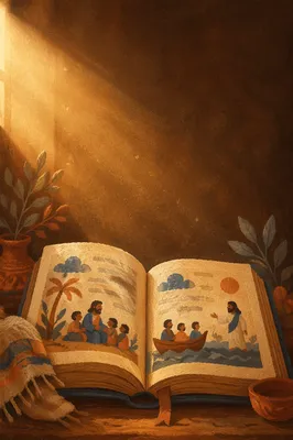 Open Bible in Golden Morning Light