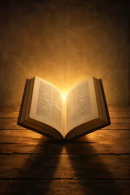 Open Scripture Book with Golden Glow