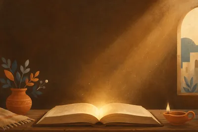 Open Book with Golden Light Glow