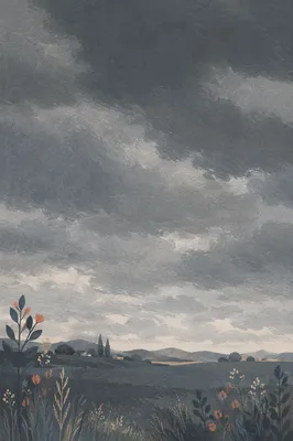 Moody Overcast Sky Background with Grey Clouds