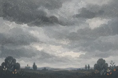 Moody Overcast Sky Background with Grey Clouds