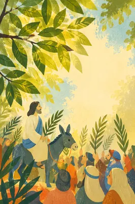 Sunlit Palm Sunday Green Branches Background