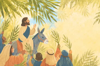 Sunlit Green Palm Branches and Leaves