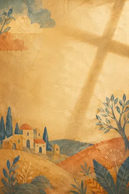 Aged Parchment Background with Cross Shadow
