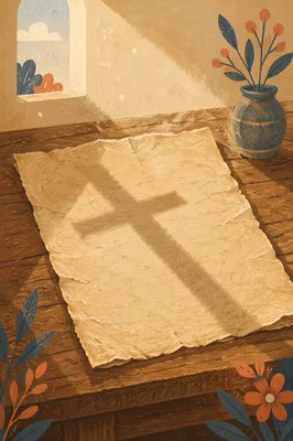Aged Parchment With Cross Shadow