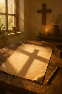 Parchment Paper With Cross Shadow