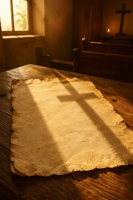 Aged Parchment with Chapel Cross Shadow