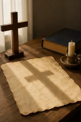 Parchment Paper with Soft Cross Shadow