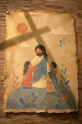 Aged Parchment with Cross Shadow