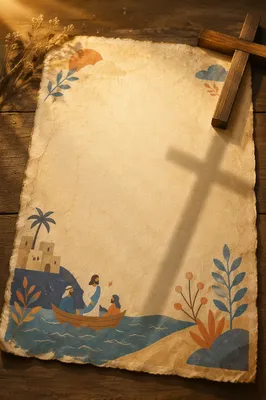 Aged Parchment With Cross Shadow