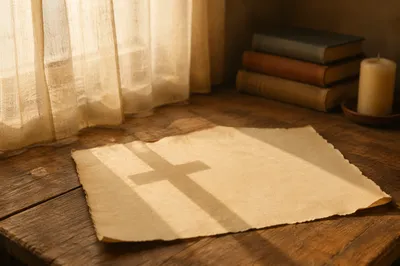 Parchment Paper with Cross Shadow