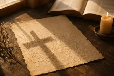 Parchment Paper with Cross Shadow