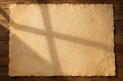 Aged Parchment with Cross Shadow Background