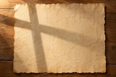 Aged Parchment Background with Cross Shadow