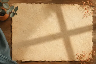 Aged Parchment Background with Soft Cross Shadow