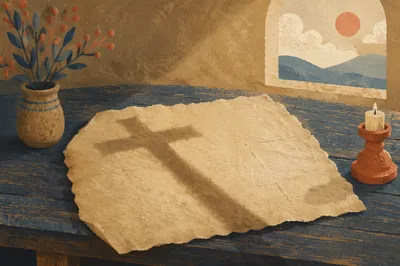 Aged Parchment with Quiet Cross Shadow