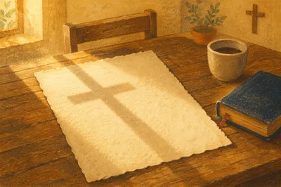 Parchment Paper with Cross Shadow