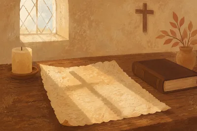 Aged Parchment With Chapel Cross Shadow