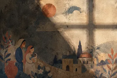 Aged Parchment Cross Shadow Background
