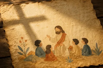 Aged Parchment With Cross Shadow