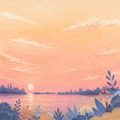 Peaceful Pastel Dawn Sky Over Calm Lake