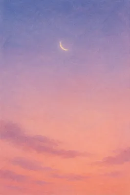 Peaceful Pastel Twilight Sky with Crescent Moon