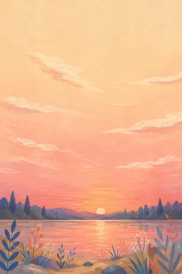 Peaceful Pastel Dawn Sky Over Quiet Lake