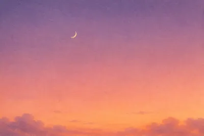 Pastel Twilight Sky With Crescent Moon